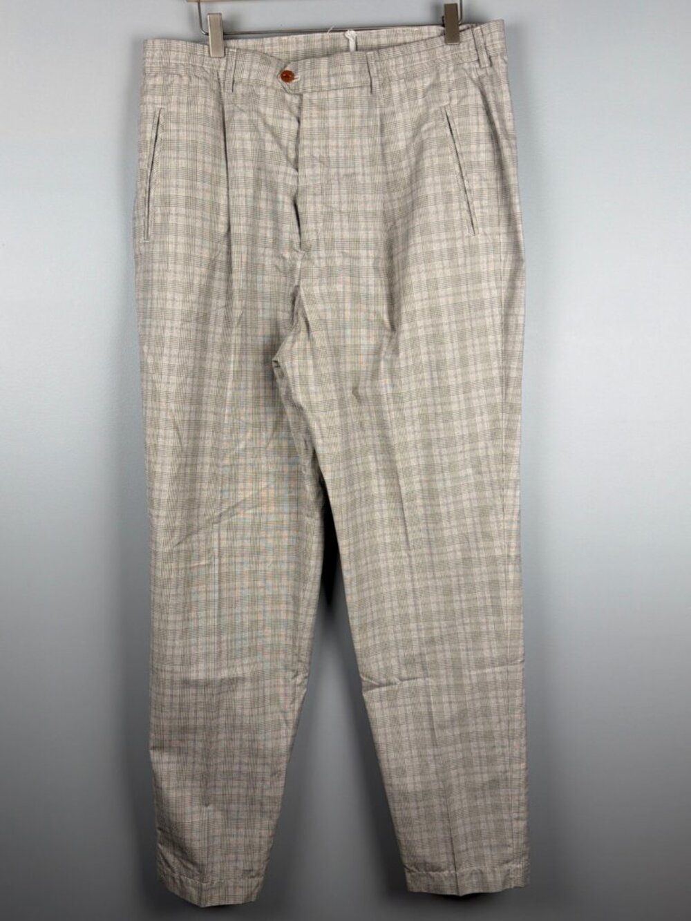 VTG Bogner Golf Pants Womens 16L 100% Cotton Plaid High Rise Pleated Made in USA